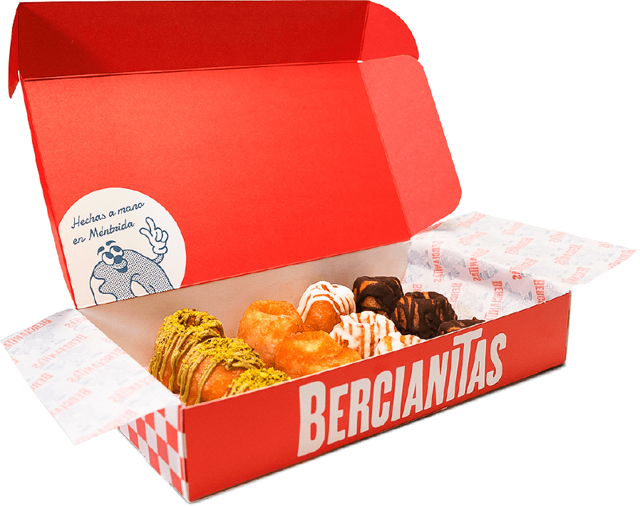 Envase rojo de Bercianitas con rosquillas artesanas